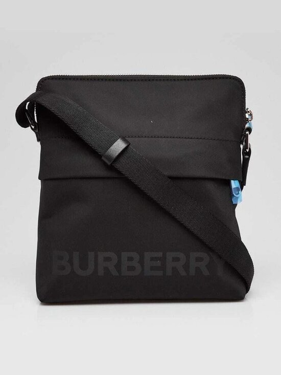 Burberry Handbags - Burberry Black Nylon Logo Print Small Shoulder Bag